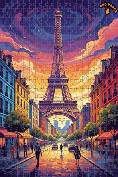 Teona Ahşap لغز خشبي بإطار مزدوج الطبقات بمظهر لوحة زيتية لغروب الشمس في باري...