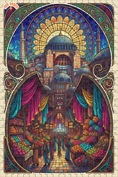 Teona Ahşap لغز خشبي مؤطر ذو طابقين بتصميم مشهد سوق تاريخي في اسطنبول، مظهر ب...