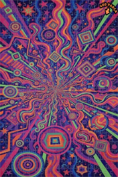 Teona Ahşap لغز خشبي بإطار مزدوج الطبقات بنمط سايكديليكي 400 قطعة 35x35