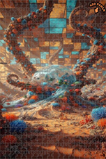 Teona Ahşap لغز خشبي رائع على شكل وحش المحيط ذو طابقين 400 قطعة 35x35