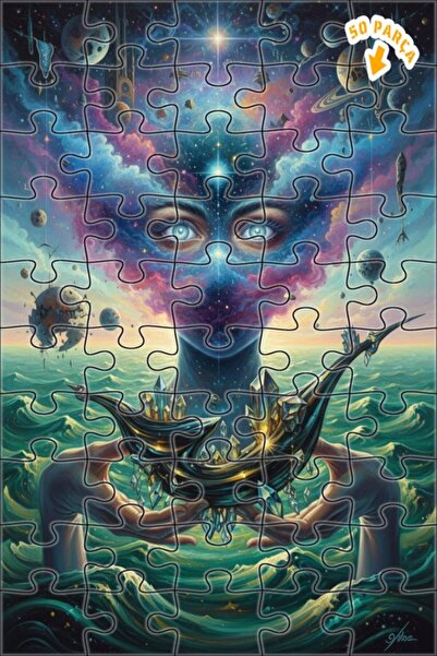 Teona Ahşap لغز خشبي مؤطر بطبقتين على شكل عيون امرأة في الكون، مرسوم بالزيت، ...