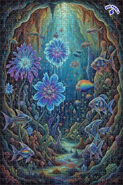 Teona Ahşap لغز خشبي مؤطر ذو طابقين بمظهر لوحة زيتية لعالم حوض السمك السحري 6...