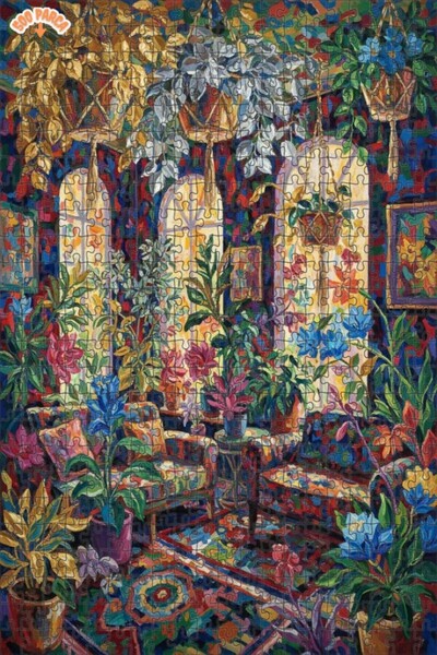 Teona Ahşap Vivid Home Garden Oil Painting Look Wooden Puzzle Double Layer Fr...