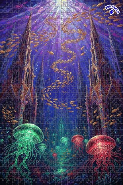 Teona Ahşap لوحة زيتية للكاتدرائية القوطية تحت البحر، ألغاز خشبية مؤطرة بطبقت...