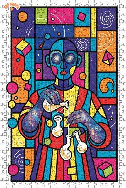 Teona Ahşap The Universe Science Human Colorful Digital Art Double-Decker Fra...