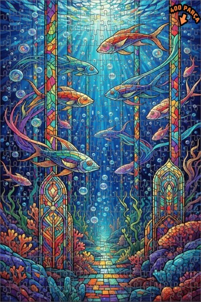 Teona Ahşap لغز خشبي على شكل عالم تحت البحر السحري للأسماك الملونة بمظهر الزج...