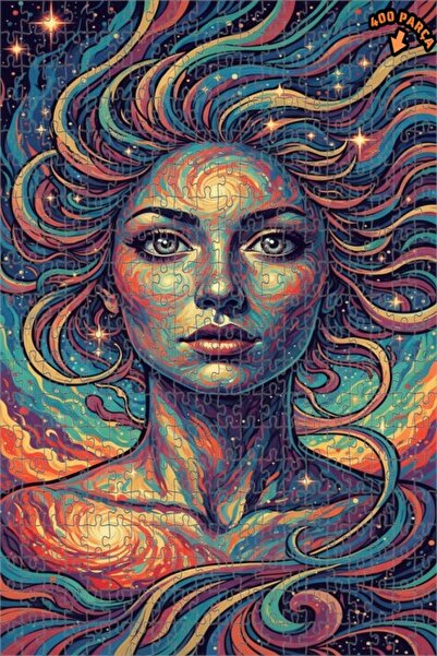 Teona Ahşap لوحة زيتية لصورة امرأة فلكية بمظهر خشبي مؤطر بطبقتين 400 قطعة 35×35