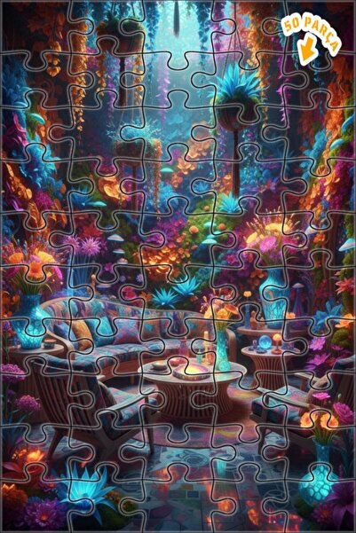 Teona Ahşap لغز خشبي مؤطر بطبقتين بمظهر لوحة زيتية لحديقة الغابة السحرية 50 ق...