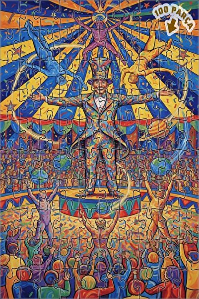 Teona Ahşap لغز خشبي على شكل عرض سيرك بتصميم لوحة زيتية، لغز خشبي مؤطر بطبقتي...