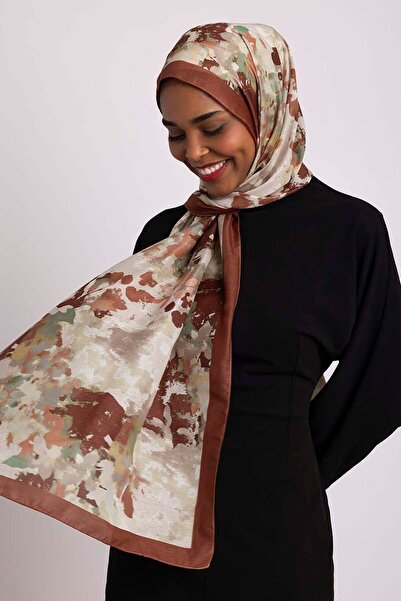 Ayshara شال منقوش بورق التوموركوك من جانب واحد - لون أسمر