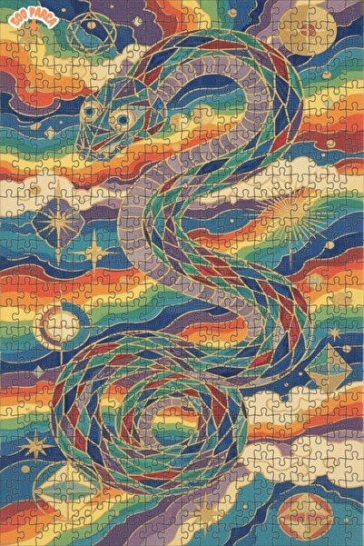 Teona Ahşap Rainbow Snake Mosaic Art Double Layer Framed Wooden Puzzle 500 Pi...