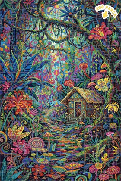 Teona Ahşap لغز خشبي فني ملون للكوخ الغابوي الغامض، لغز خشبي مؤطر ذو طبقتين 2...