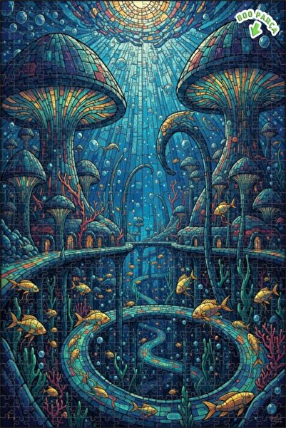 Teona Ahşap لغز القلعة الغامضة تحت البحر 800 قطعة 70x50