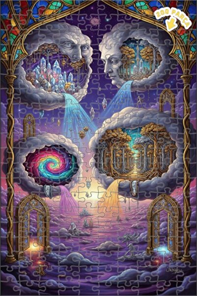 Teona Ahşap لغز خشبي مؤطر من طبقتين من ريفي كريستال فارس، 200 قطعة، 25x35 سم