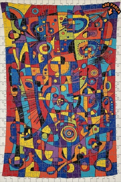 Teona Ahşap لغز خشبي بإطار مزدوج الطبقات بفن تجريدي هندسي ملون 400 قطعة 35x35