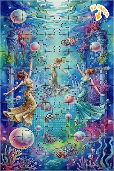 Teona Ahşap لغز خشبي ذو طبقتين بتصميم رقصة سحرية تحت الماء بمظهر الألوان الما...