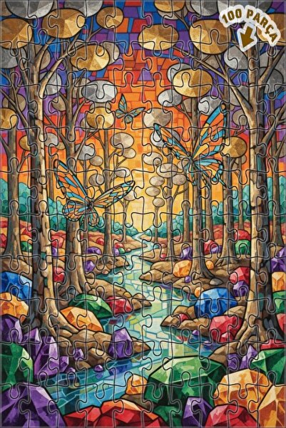 Teona Ahşap لغز خشبي فني ملون بتصميم فسيفساء غابة الفراشات، لغز خشبي مؤطر بطب...