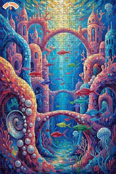 Teona Ahşap Underwater City Oil Painting Lookalike Wooden Puzzle 500 Pieces 5...