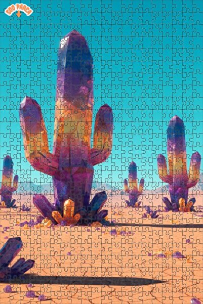 Teona Ahşap Crystal Oasis Cacti Double Layer Framed Wooden Puzzle 500 Pieces ...