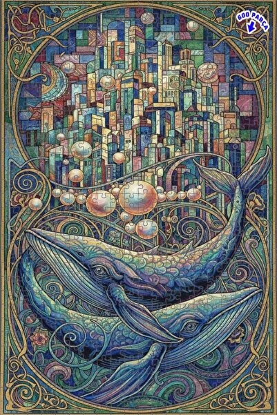 Teona Ahşap لغز خشبي مؤطر من طبقتين من سلسلة مدن الحيتاني السحرية 600 قطعة 50x35