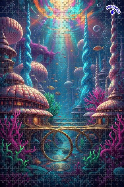 Teona Ahşap لغز خشبي مؤطر ذو طابقين بتصميم مدينة الأحلام تحت الماء بأسلوب الر...