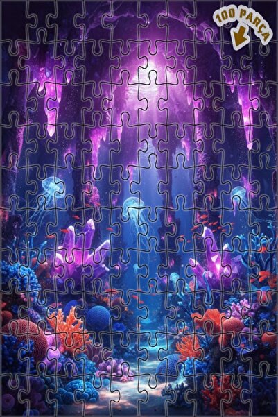 Teona Ahşap لغز الكريستال الغامض: منظر تحت البحر، لغز خشبي مؤطر ذو طابقين، 10...