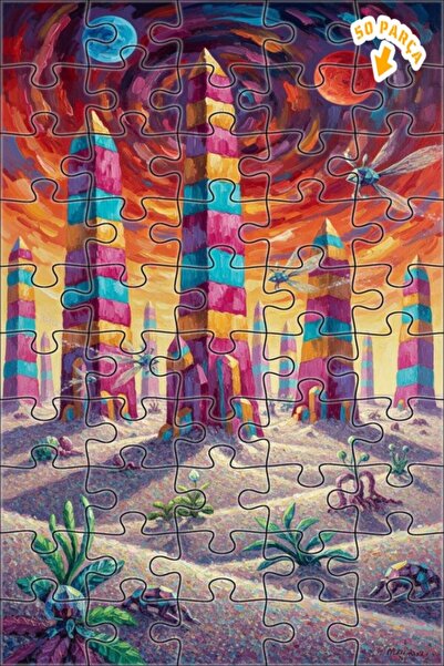 Teona Ahşap ألغاز الكواكب: ألغاز فنية تشبه الرسم الزيتي 50 قطعة 15x25