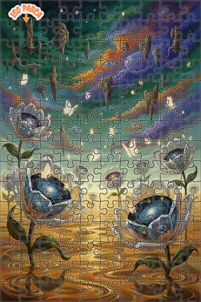 Teona Ahşap لغز الأزهار من الكون الغامض، لوحة زيتية ذات طبقتين، لغز خشبي مؤطر...