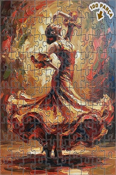 Teona Ahşap لغز فني على شكل راقصة اللهب بأسلوب الرسم الزيتي 100 قطعة 25x25