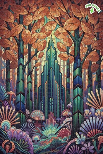 Teona Ahşap لغز مدينة الغابة الغامضة، لوحة زيتية ذات مظهر فني، لغز خشبي مؤطر ...