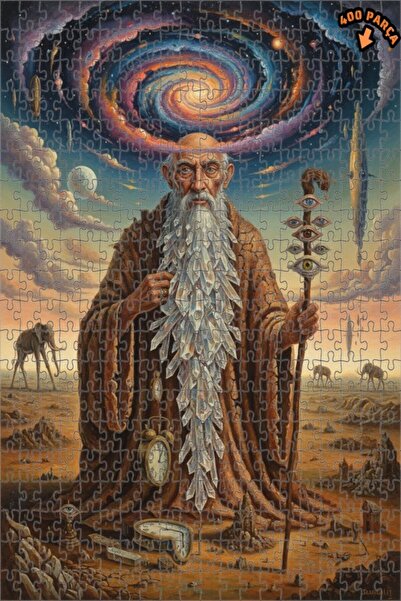 Teona Ahşap لغز خشبي بتصميم لوحة زيتية لرحلة الرجل الحكيم الكوني المسن، 400 ق...