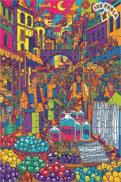 Teona Ahşap لغز خشبي مؤطر بطبقتين بنمط ساحة السوق النابضة بالحياة وتأثيرات ال...