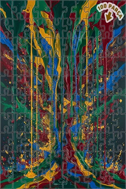 Teona Ahşap لغز خشبي مؤطر ذو طبقتين من Soyut Damla Art، 100 قطعة، مقاس 25x25