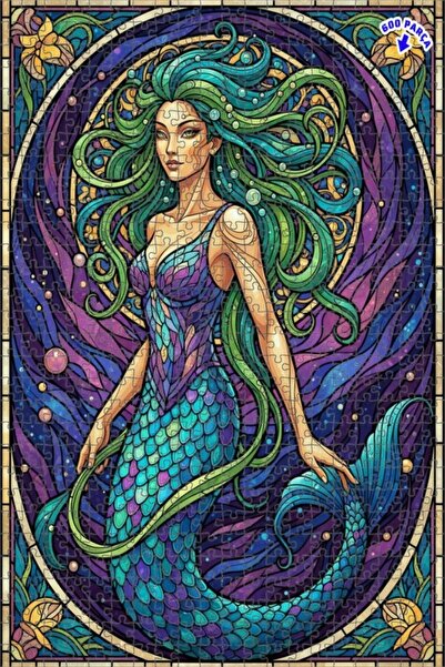 Teona Ahşap لغز خشبي بإطار ذو طابقين بمظهر فسيفساء فني لحورية البحر 600 قطعة ...