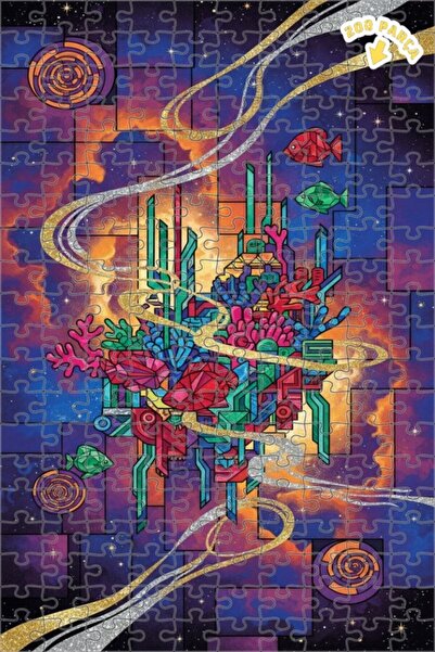 Teona Ahşap لغز خشبي ملون ذو طبقتين على شكل حفلة تحت الماء 200 قطعة 25x35