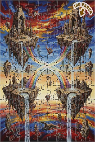 Teona Ahşap لغز خشبي بتصميم شلالات السماء الخيالية بتأثيرات الألوان الزيتية 1...