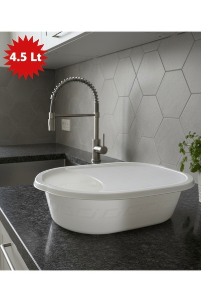 Alkanev Poly Time Plastic Chopping Board with Container White (4.5 Lt)