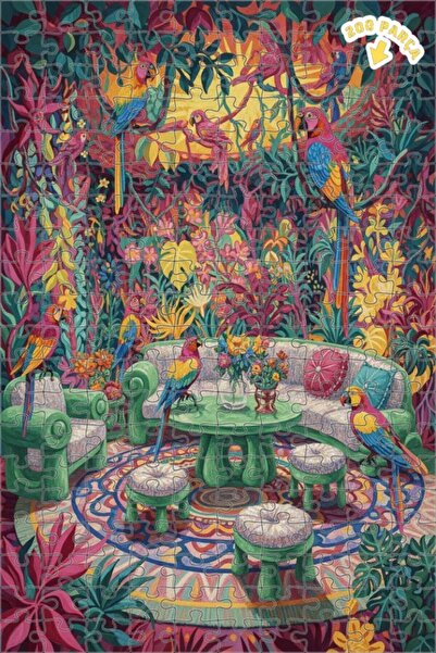 Teona Ahşap لوحة ألغاز خشبية ذات طبقتين بإطار ملون على شكل ببغاوات استوائية م...