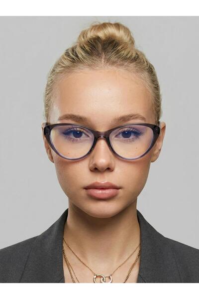 VEGA EYEWEAR Jerson Füme Gri Şeffaf Cat Eye 46 Ekartman (xs ) Küçük Boy Mavi ...