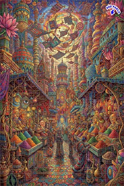 Teona Ahşap لغز خشبي ذو طبقتين بإطار من Flying Carpets Land، 600 قطعة، 50x35 سم