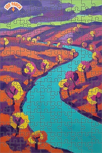 Teona Ahşap ألوان نابضة بالحياة، مشهد نهري، لوحة زيتية، لغز خشبي مؤطر ذو طابق...