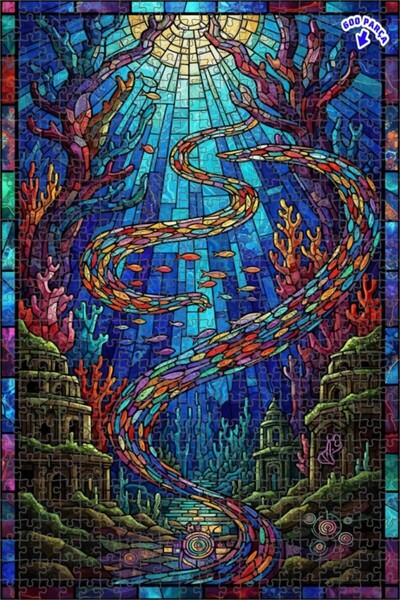 Teona Ahşap لغز خشبي ملون بتصميم زجاجي ملون يشبه الأحلام تحت الماء، لغز خشبي ...