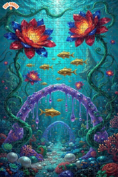 Teona Ahşap Mysterious Submarine Garden Double Layer Framed Wooden Puzzle 500...