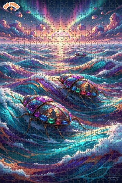 Teona Ahşap Gemstone Insect Dream Sea Oil Painting Lookalike Art Puzzle 500 P...