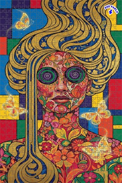 Teona Ahşap لغز خشبي مؤطر بطبقتين من سحر الألوان السايكيديلية 600 قطعة 50x35