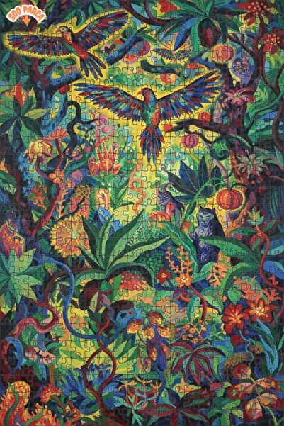 Teona Ahşap Forest Birds Cats Oil Painting Double-Layer Framed Wooden Puzzle ...