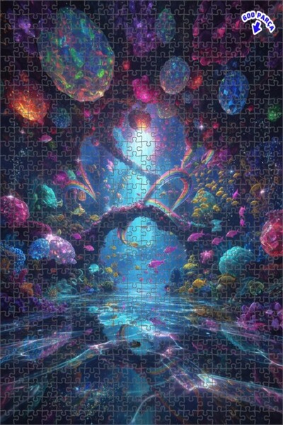 Teona Ahşap لغز فني على شكل لوحة زيتية لغابة كريستال دريم تحت البحار 600 قطعة...