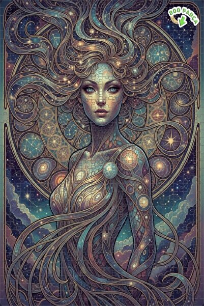 Teona Ahşap لغز خشبي بإطار مزدوج الطبقات بمظهر لوحة زيتية للمرأة الكونية 800 ...