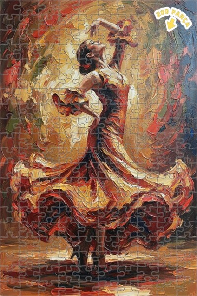 Teona Ahşap لغز فني على شكل راقصة اللهب بأسلوب الرسم الزيتي 200 قطعة 25x35