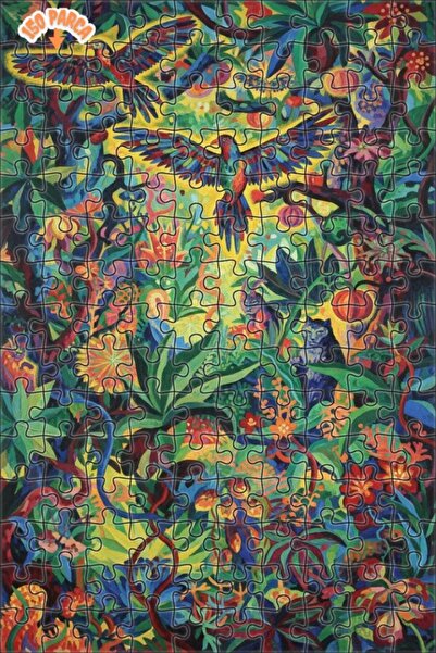 Teona Ahşap Forest Birds Cats Oil Painting Double-Layer Framed Wooden Puzzle ...